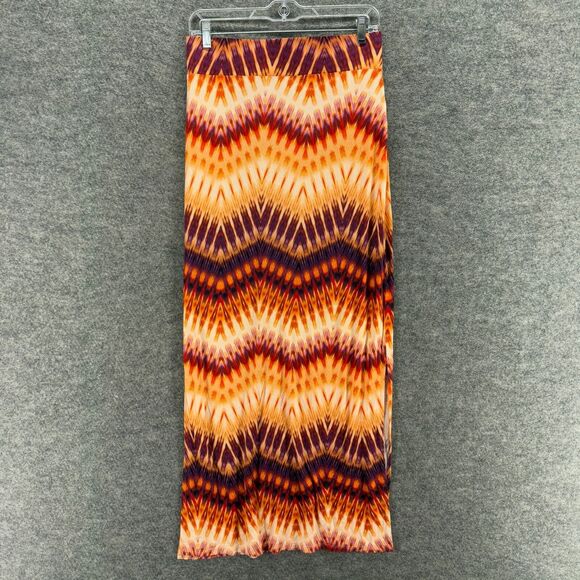 A New Approach Skirt Women S Small Orange Striped Maxi Long Rayon Mid Rise - Picture 1 of 7